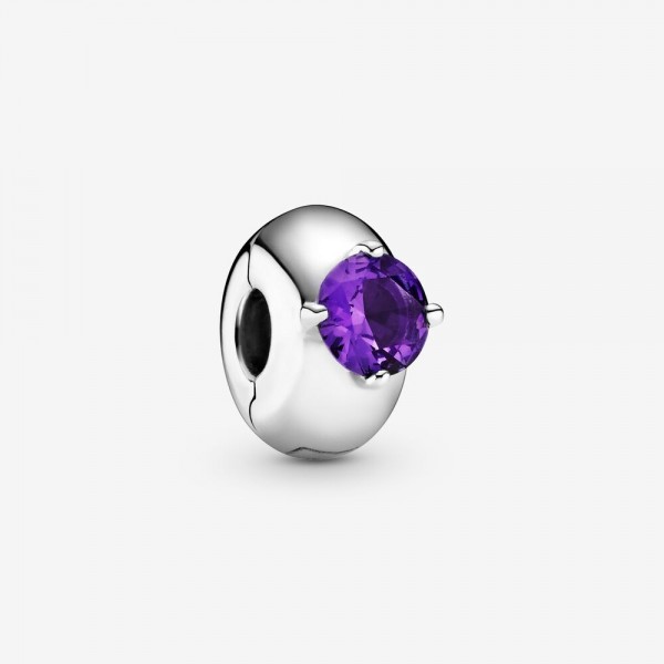 Purple Round Solitaire Clip Charm