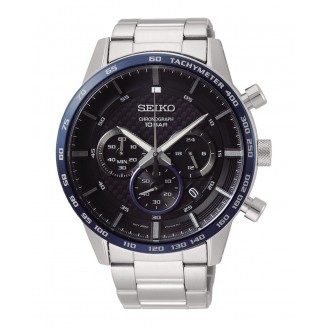 Seiko Neo Sports Quartz Chronograph Blue Bezel Watch