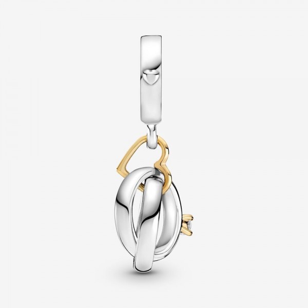 Two-tone Wedding Rings Dangle Charm