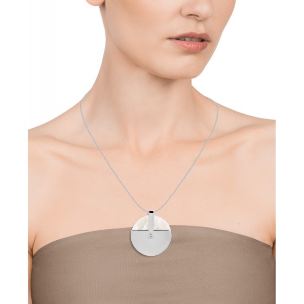 Viceroy pearl steel circle necklace