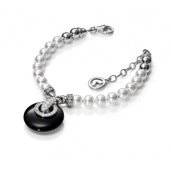 VICEROY PEARL BRACELET WITH BLACK STONE AND CRYSTALS