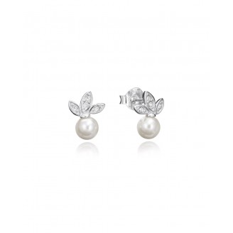 Viceroy Classic silver earrings with 3-leaf design with zircons and 6 mm synthetic pearl