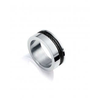 Viceroy Magnum steel ring with two black cables