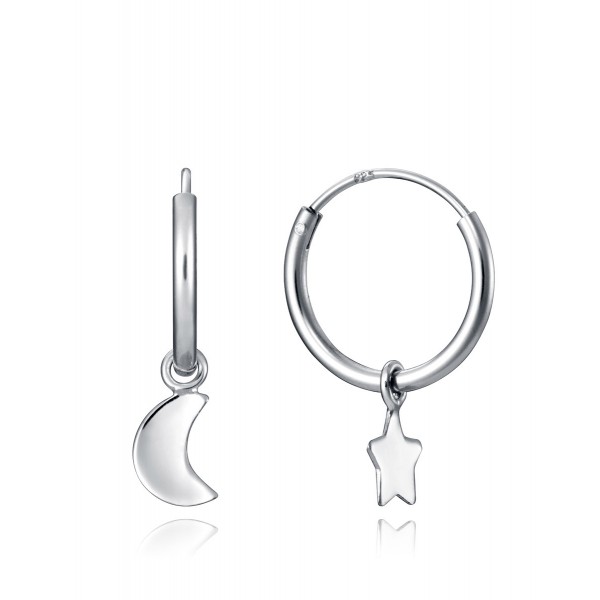 Viceroy Trend silver hoop earrings with moon and star charms