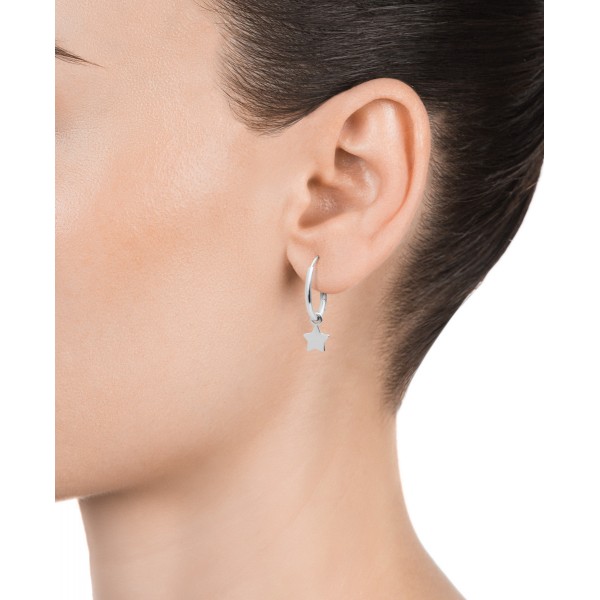 Viceroy Trend silver hoop earrings with moon and star charms
