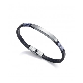 Viceroy Air bracelet in smooth leather in blue, with a steel motif and white and blue cord details