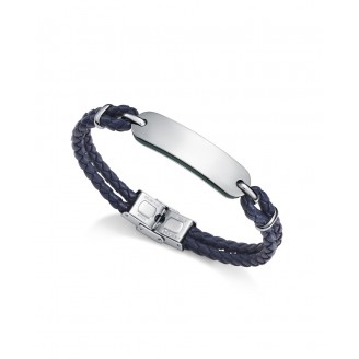 Viceroy Magnum bracelet in blue braided leather and steel motif with green leather sides