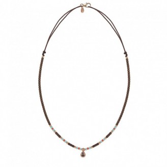 SUNFIELD pendant in silver, zircons, glass beads, hematite and nylon