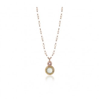 Rose gold plated silver pendant, chalcedony and zircons