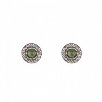 7mm diameter silver, peridot and zirconia earrings