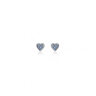 Silver heart earrings and zircons