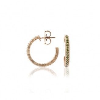 Rose gold plated silver hoop earrings and zircons