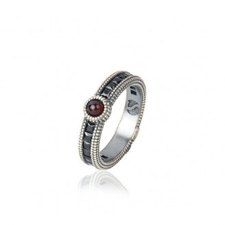 Silver ring, pink tourmaline and spinel