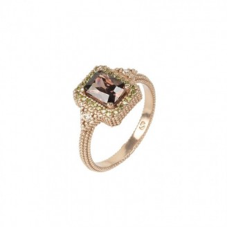 Silver ring with rose gold bath and zircons