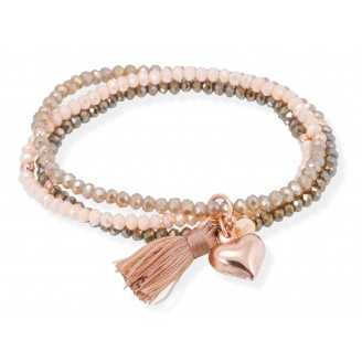 Brown ZEN bracelet in pink silver