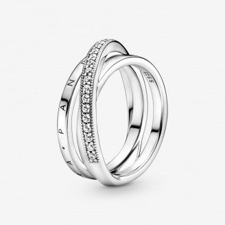 Crossover Pavé Triple Band Ring