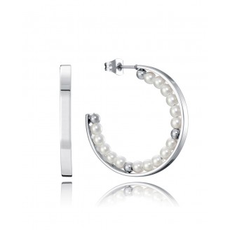 Viceroy Kiss hoop earrings in steel and synthetic pearls inside