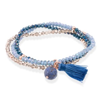 Pulsera ZEN Azul en plata rosa