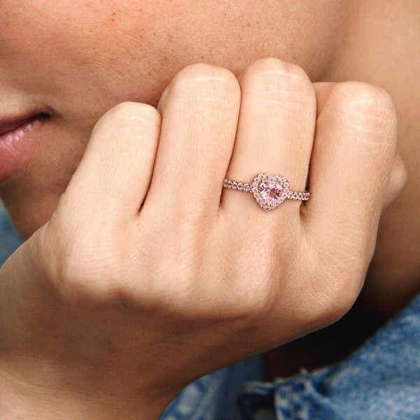 Pink Raised Shiny Heart Ring