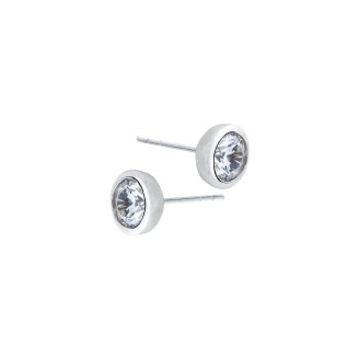 Bezel-set silver earrings