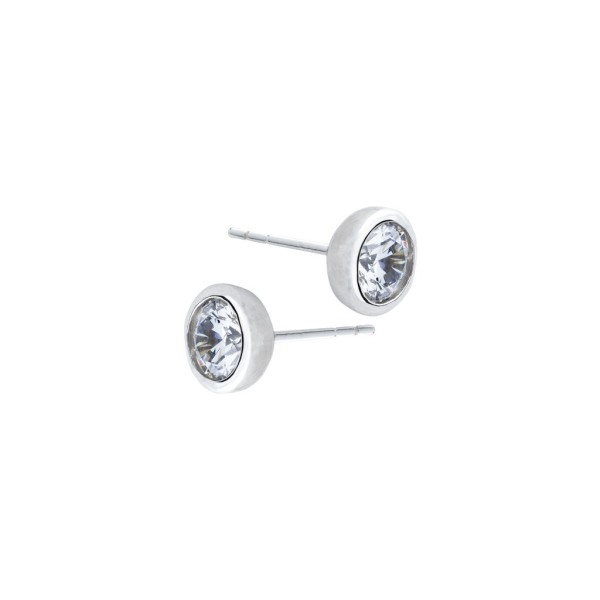 Bezel-set silver earrings