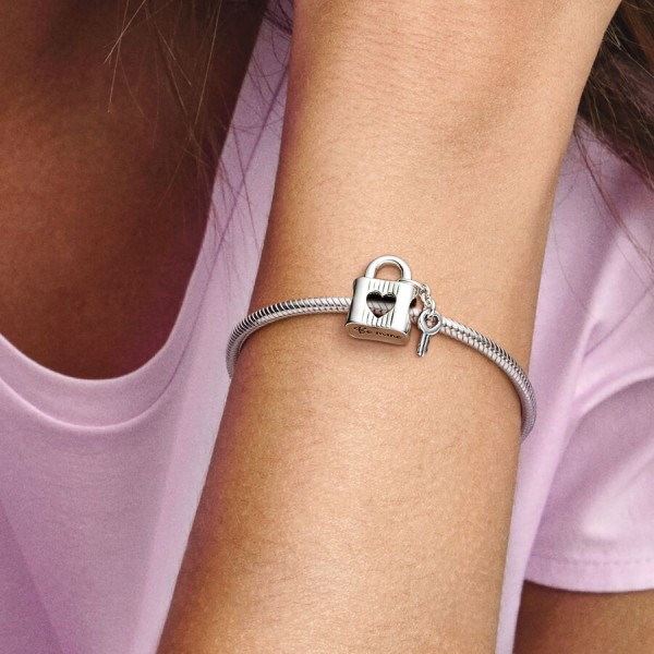 Padlock and Heart Key Charm