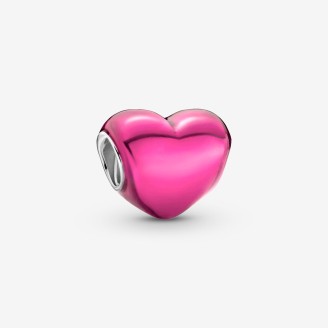 Pink Metallic Heart Charm