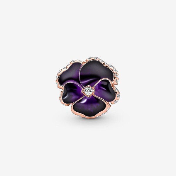 Purple Pansy Flower Charm