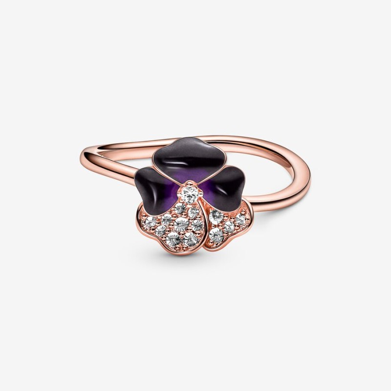 Anillo Flor Pensamiento Morado