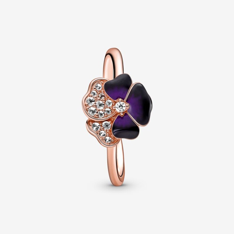 Anillo Flor Pensamiento Morado