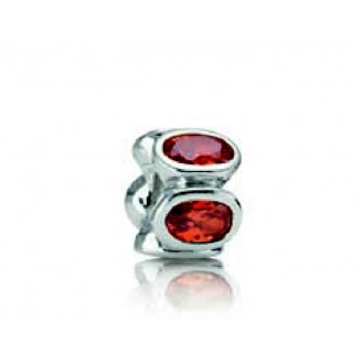 SILVER CHARM RED STONES