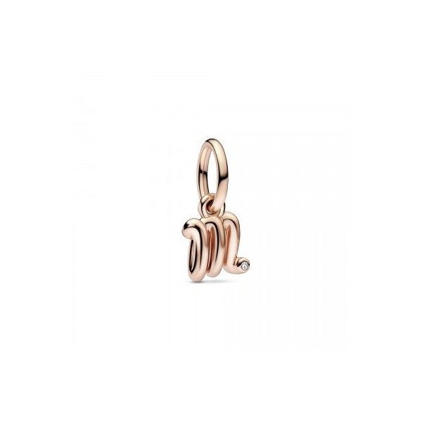 CHARM PANDORA INICIAL M MUNUSCULA ROSE