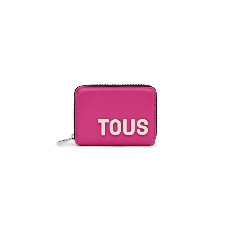 TOUS - Monedero mediano negro, rosa y multicolor K Icon