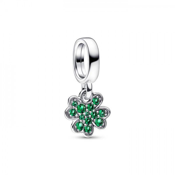 CHARM PANDORA TREBOL CIRCONITAS VERDES