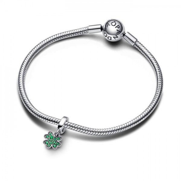 CHARM PANDORA TREBOL CIRCONITAS VERDES