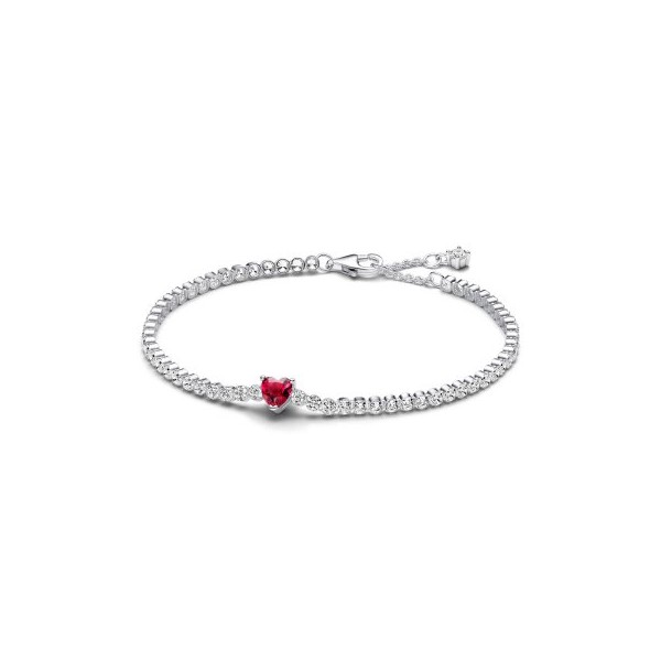PULSERA PANDORA CIRCONITAS CORAZON ROJO