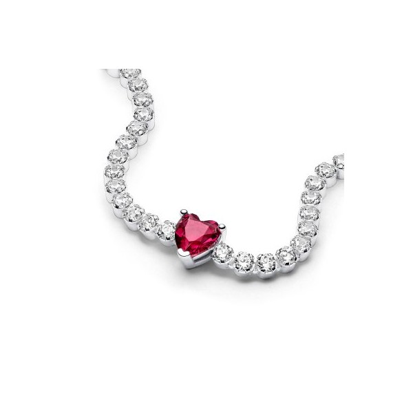 PULSERA PANDORA CIRCONITAS CORAZON ROJO