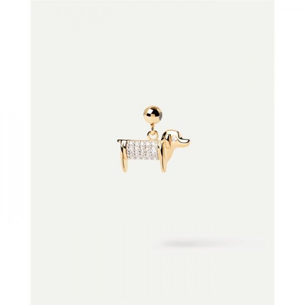 Charm Colgante PdPaola Perro Plata Baño Oro y Circonitas blancas CH01-080-U