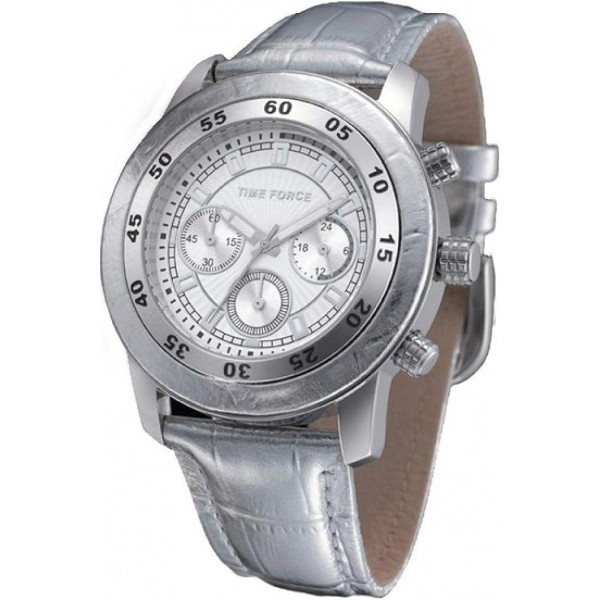 RELOJ TIME FORCE PIEL COL. PLATA ESFERA PLATEADA