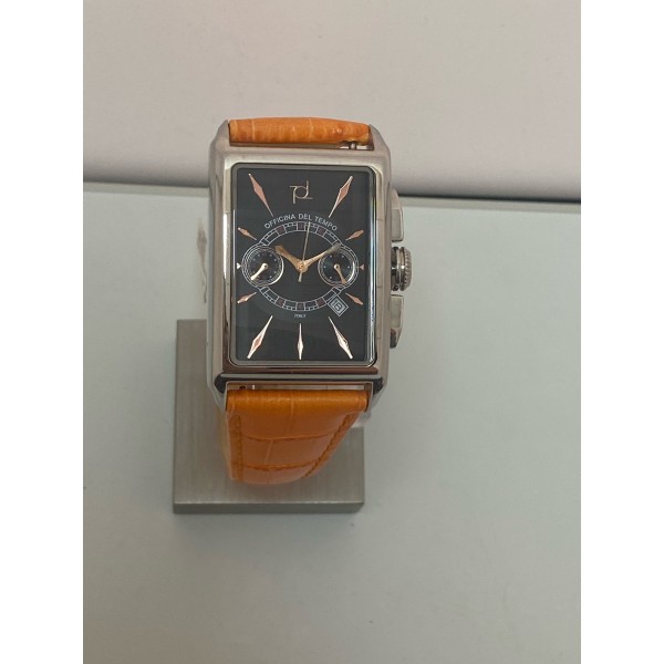 RELOJ OFFICINA DEL TEMPO CRONO PIEL NARANJA