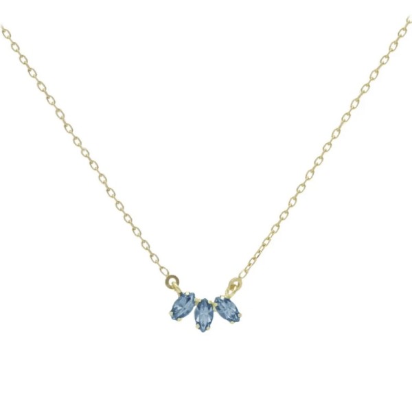 COLLAR VICTORIA CRUZ HOJA AGUAMARINA GOLD