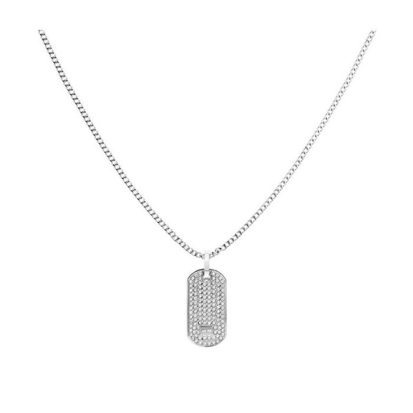 COLLAR ACERO SEÑORA TOMMY PLACA CRISTAL