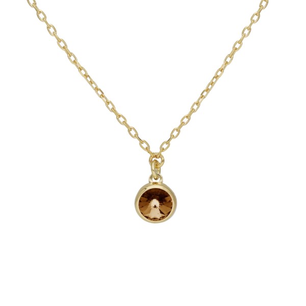 COLLAR VICTORIA CRUZ BOTON TOPAZ BAÑO ORO