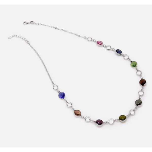 COLLAR VICTORIA CRUZ MULTICOLOR RODIO