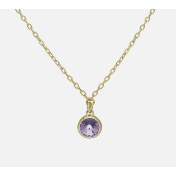 COLLAR VICTORIA CRUZ BOTON VIOLETA BAÑO ORO