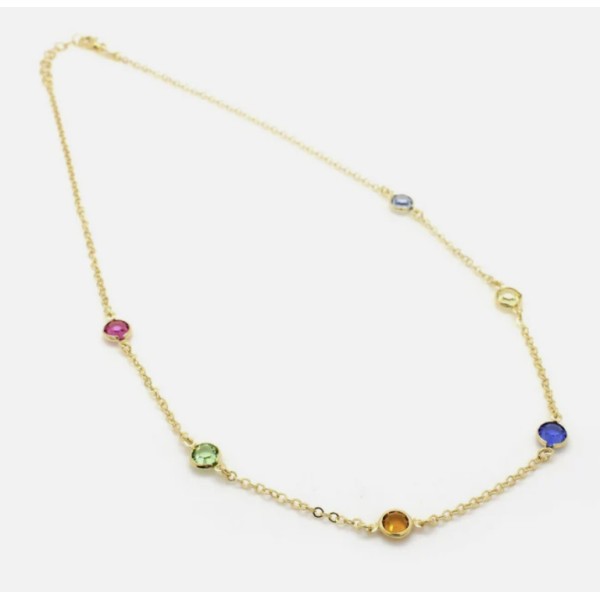 COLLAR VICTORIA CRUZ MULTICOLOR BAÑO ORO