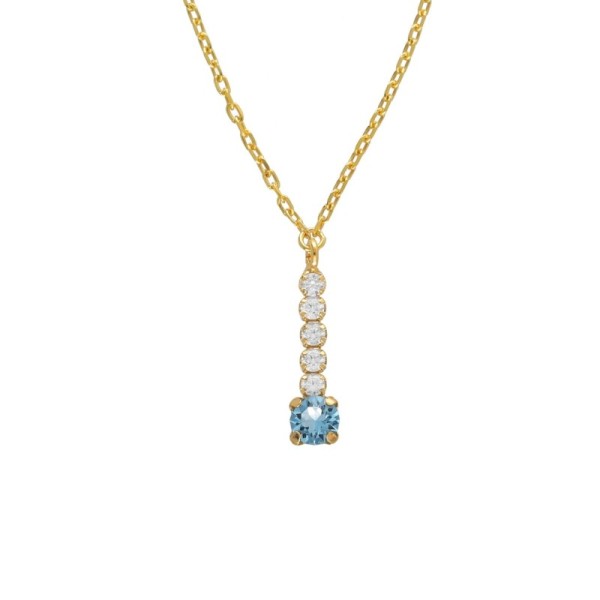 COLLAR VICTORIA CRUZ CASCADA AQUAMARINE BAÑO ORO