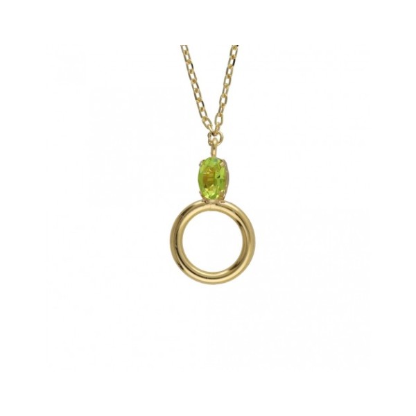 COLLAR VICTORIA CRUZ OVAL PERIDOT BAÑO ORO