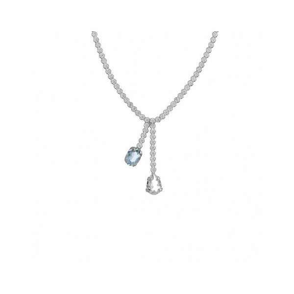 COLLAR VICTORIA CRUZ CASCADA CRISTAL AZUL RODIO