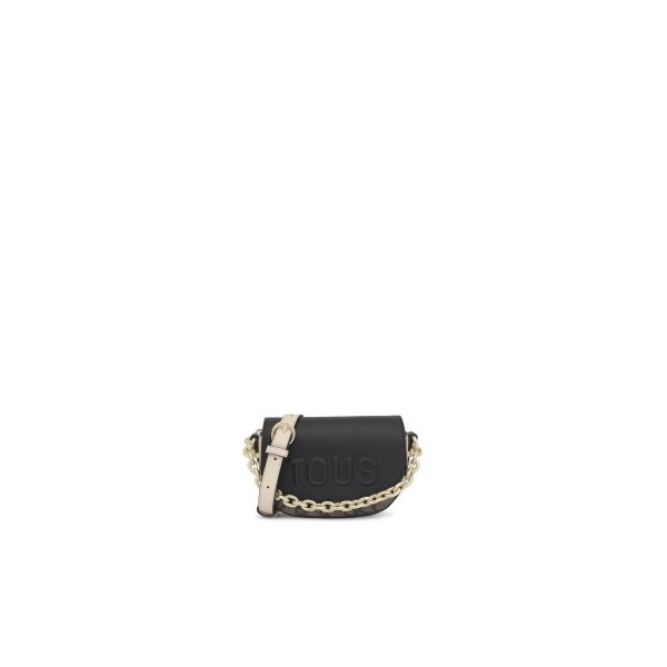 BOLSO TOUS MINI BAND MEDIA LUNA KAOS ICON NEGRO-BEIG
